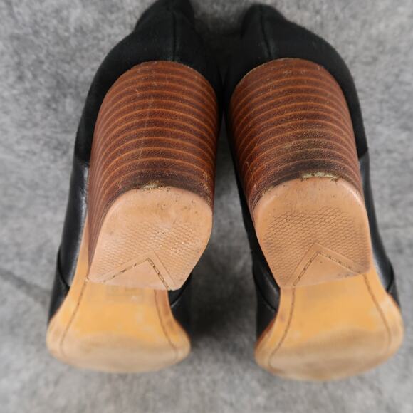 Aldo Shoes Womens 9 Ankle Boots Black Leather Bootis Block Heel Zip Almond Toe - Picture 11 of 12